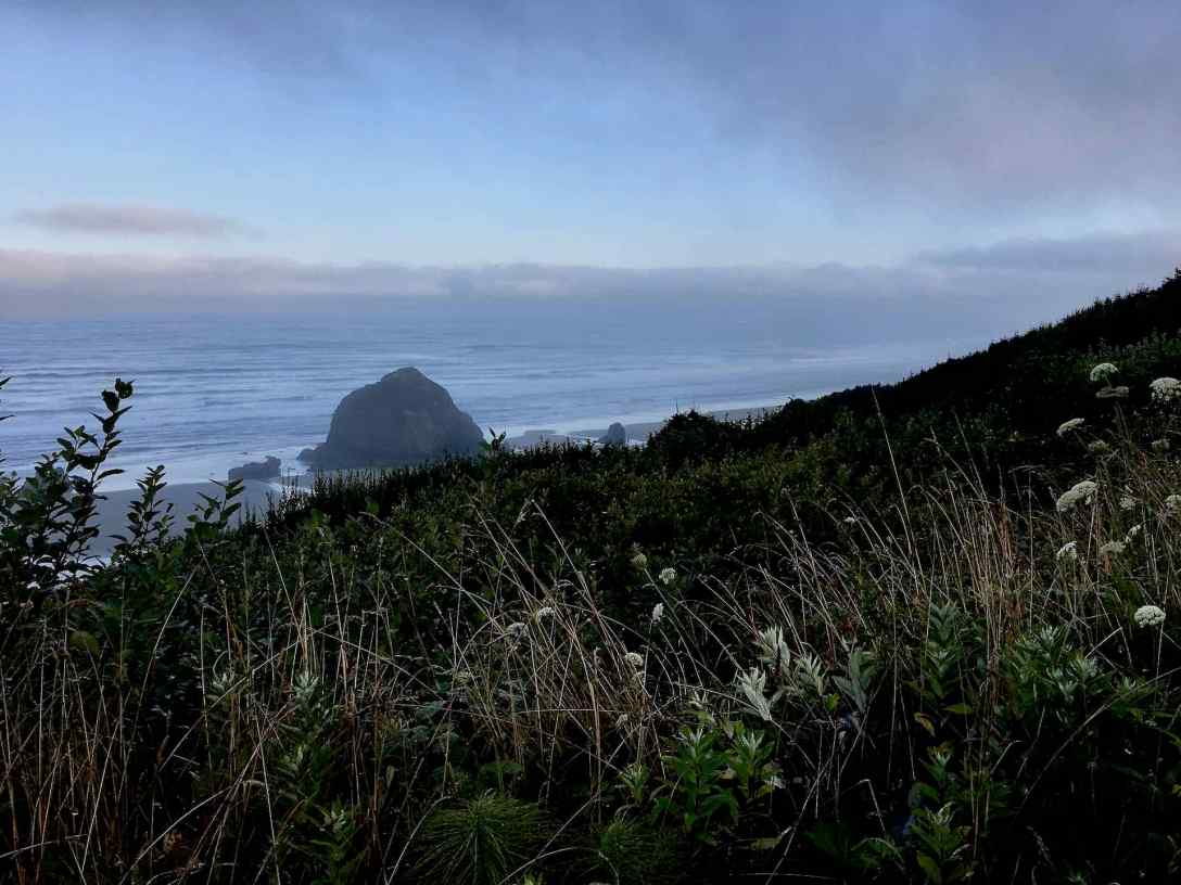 Overlooking Haystack Rock from Highway 101 near Cannon Beach Oregon