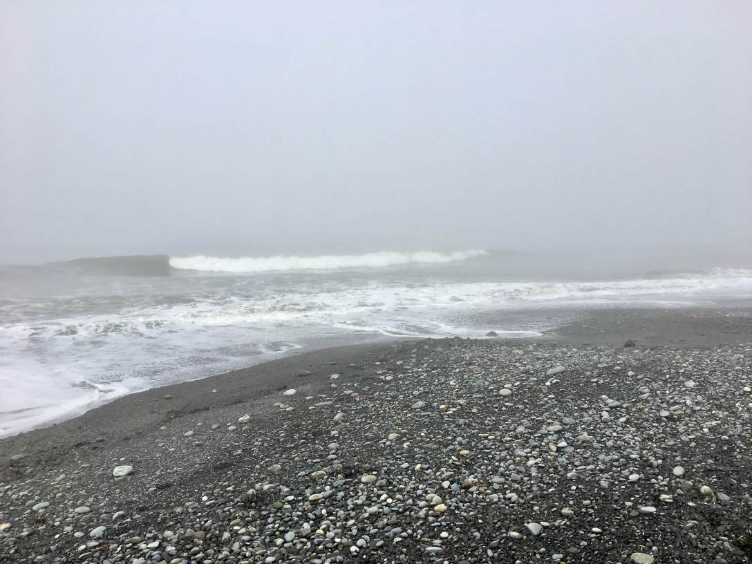Fog and crashing waves at Rialto Beach Olympic National Park
