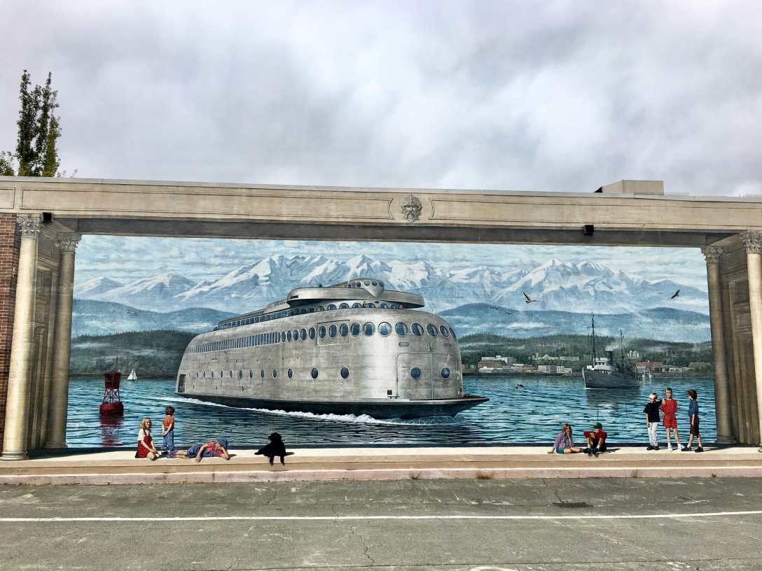 Mural of the first ferry between Port Angeles and Victoria, BC Port Angeles Washington