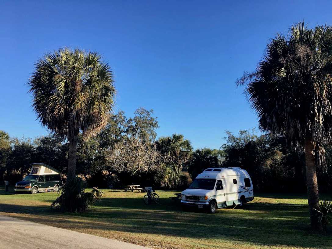 Campsites at Shell Mound campground levy county park Cedar Key