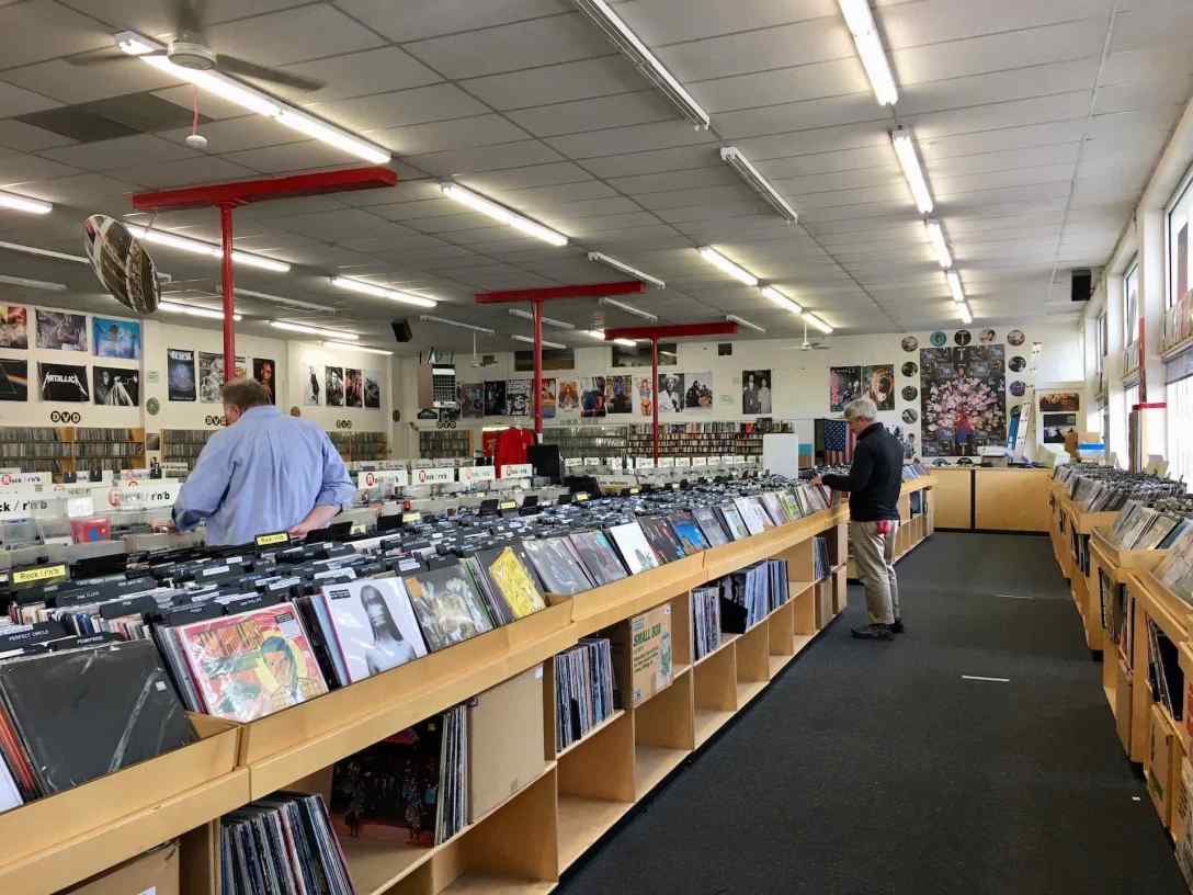 Browsing LP's at Everyday Music - just one of several Bellingham, Washington's record stores