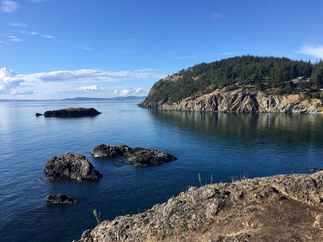 View of San Juan Islands, Looking North from Rosario Head Deception Pass state park Washington
