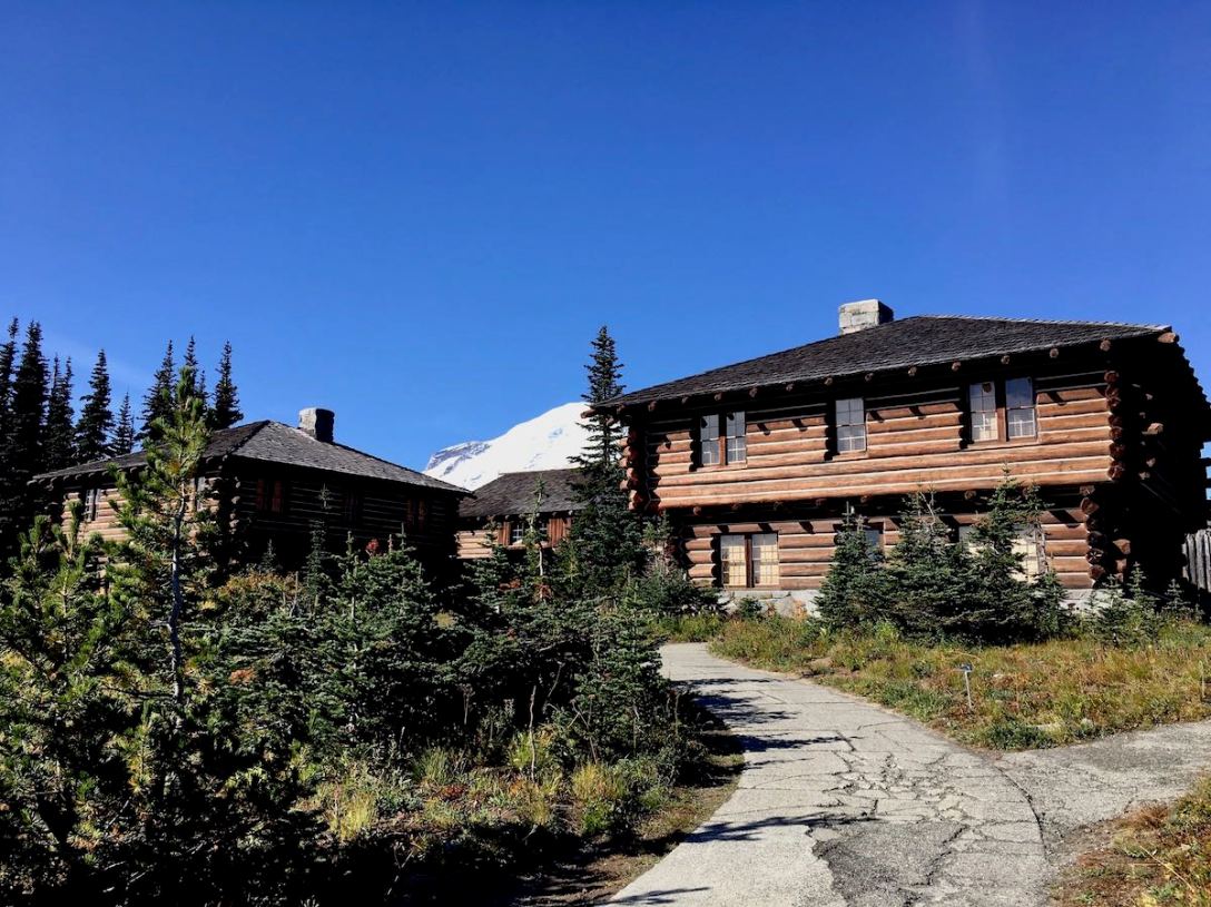 CCC-era log cabin Sunrise Visitor Center at Mount Rainier National Park