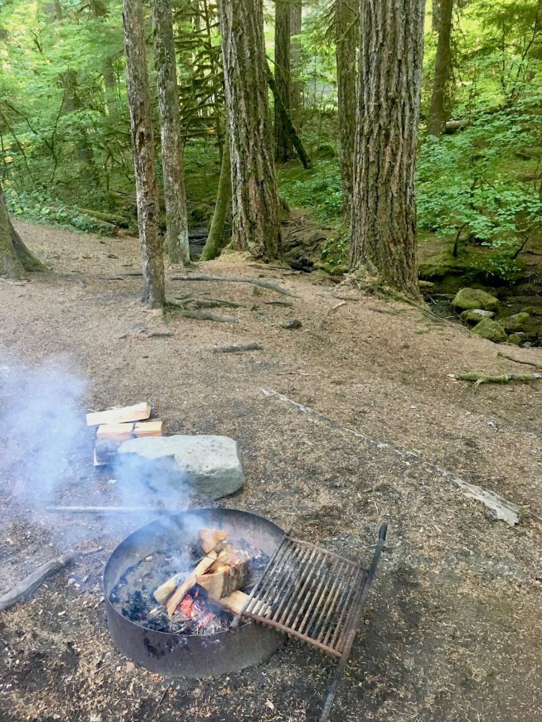 Babbling brook at the back of our campsite in Ohanapecosh Campground in Mount Rainier National Park