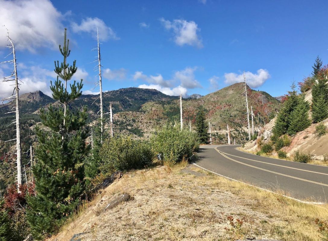Scenic drive from the east in Mount St. Helens National Volcanic Monument