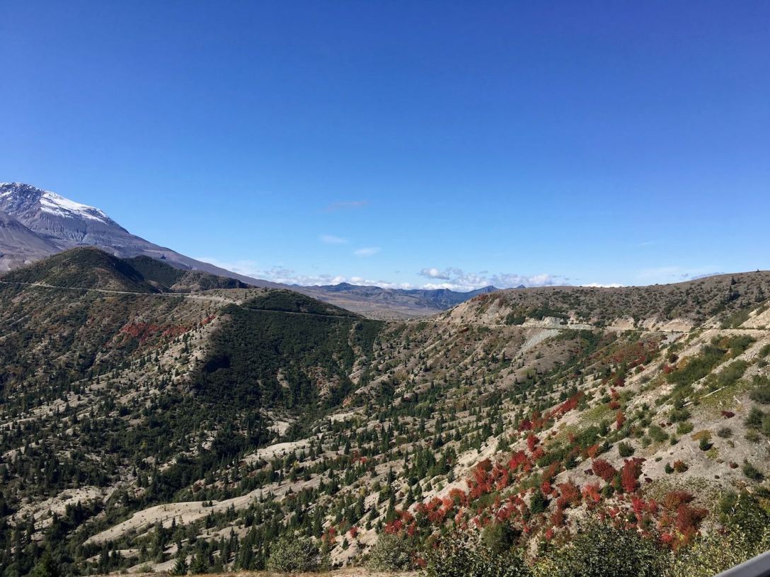 Scenic drive on east side of Mount St. Helens National Volcanic Monument
