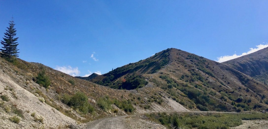 Plains of Abraham Trail #216D for mountain biking and hiking on East side of Mount St. Helens National Volcanic Monument