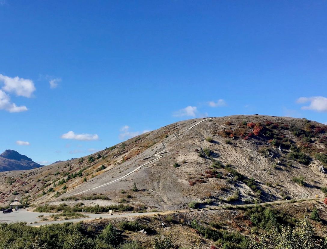 Stairs up to Windy Ridge on east side of Mount St. Helens National Volcanic Monument