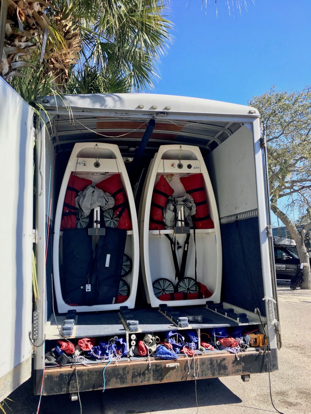 McLaughlin Boat Works Optimist Prams at St. Petersburg Sailing Center, downtown St. Pete Florida