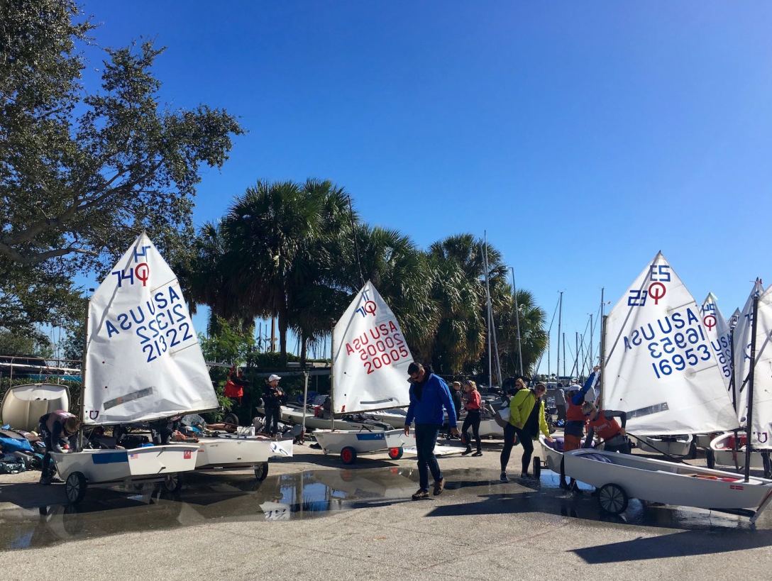 Optimist Prams at St. Petersburg Sailing Center, downtown St. Pete Florida