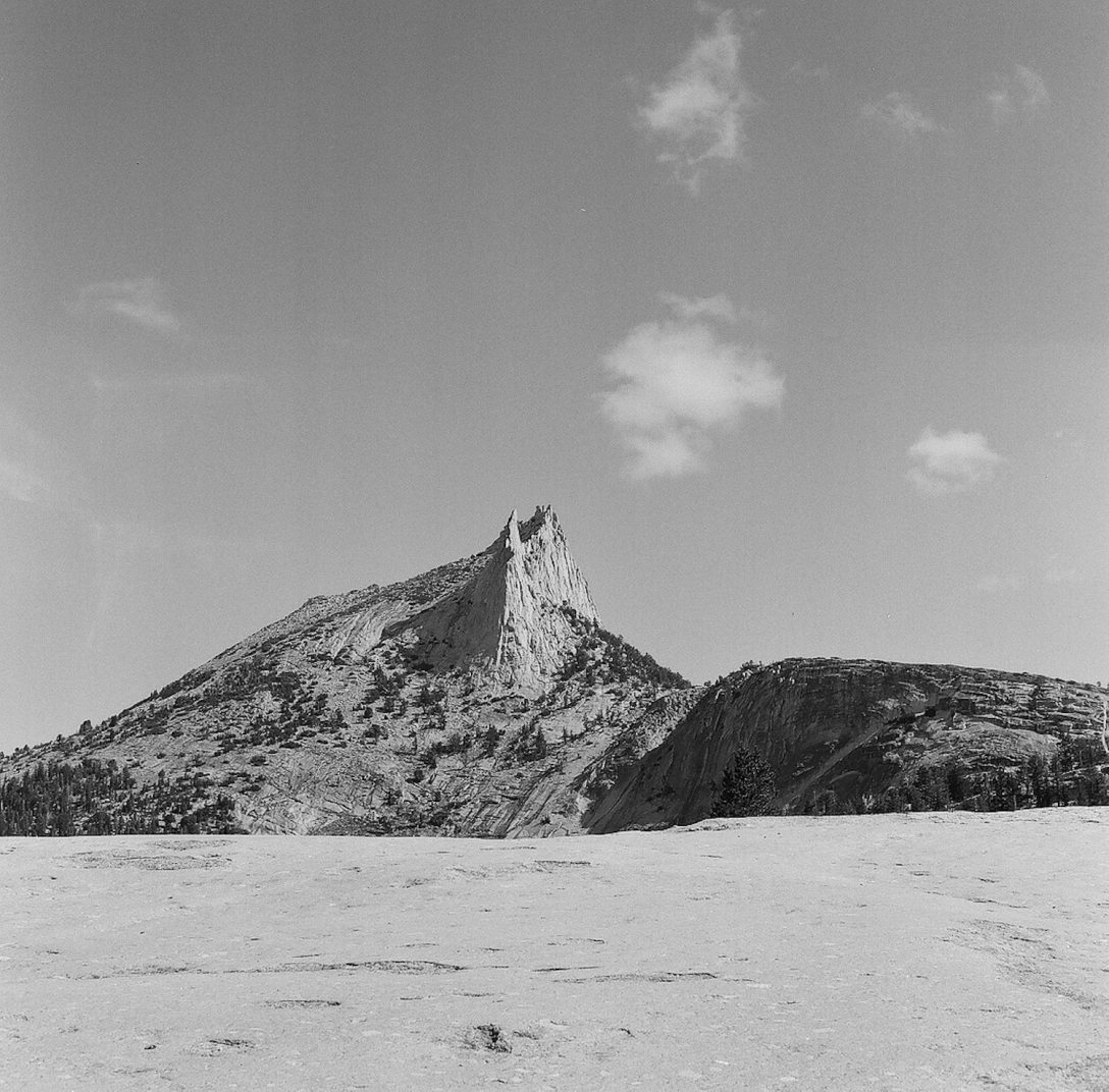 Medium format 120 mm monochrome film photography Cathedral Peak in Yosemite National Park