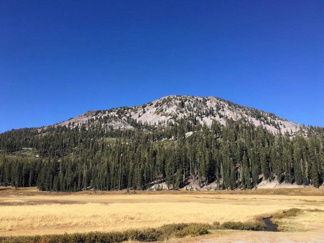 View of Lassen Peak and Hat Creek from Dersch Meadows in Lassen Volcanic National Park