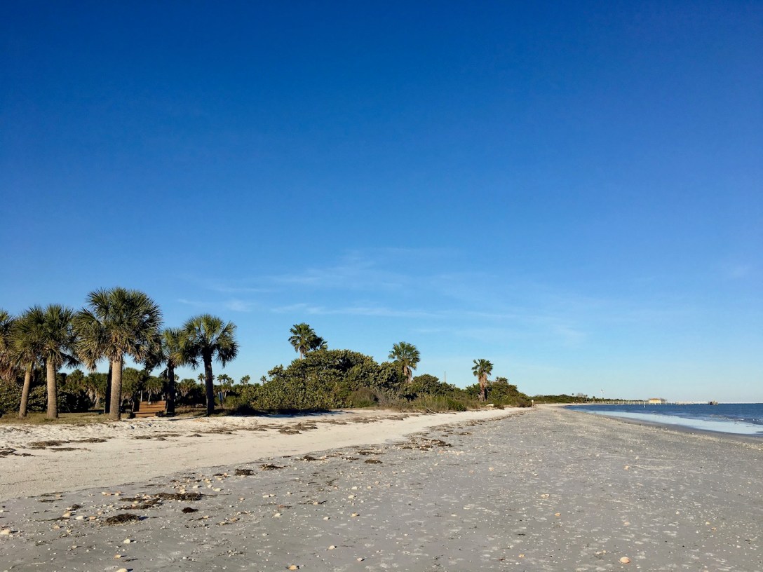 Beach near the fort and interpretive trail in Fort De Soto Park near St. Petersburg, Florida