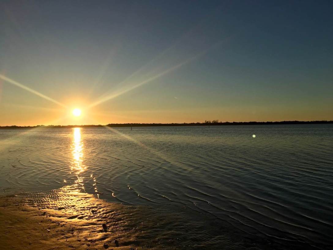 Sunset over the bay from Fort De Soto Park campground 