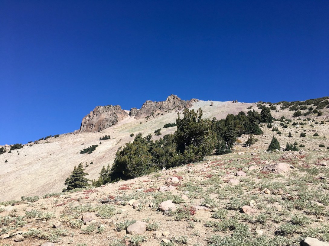 View of Vulcan's Eye from the Lassen Peak trail in Lassen Volcanic National Park