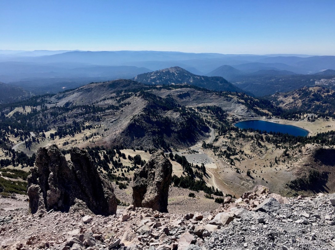 View of Lake Helen from the Lassen Peak trail in Lassen Volcanic National Park