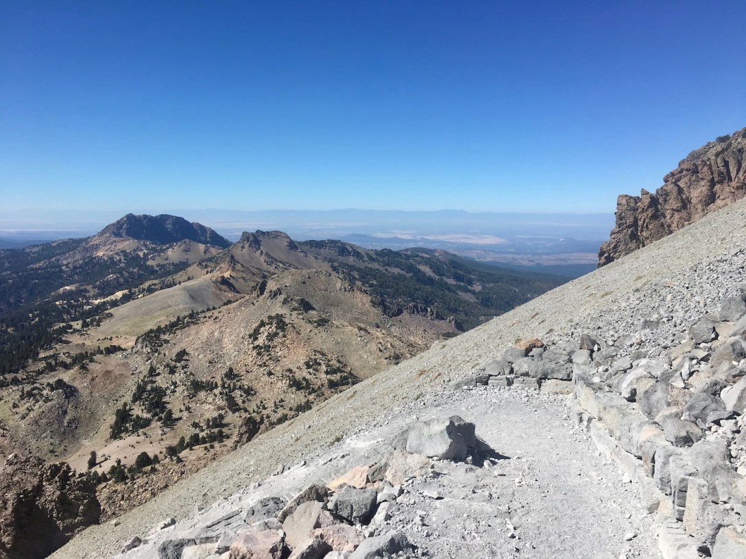 View of Brokeoff Mountain from switchback on the Lassen Peak trail in Lassen Volcanic National Park