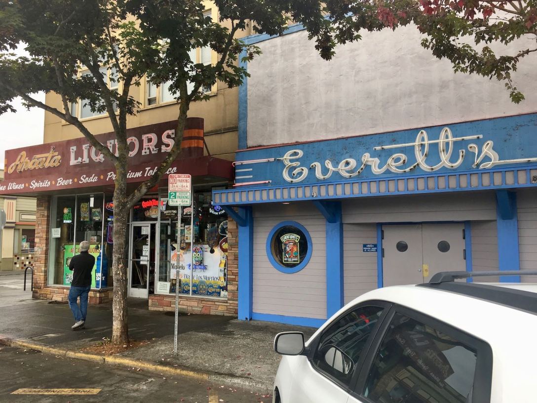 Vintage neon signs in historic downtown Arcata, California