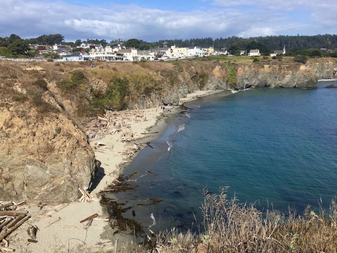 Village of Mendocino viewed from Mendocino Headlands on California's Pacific Coast