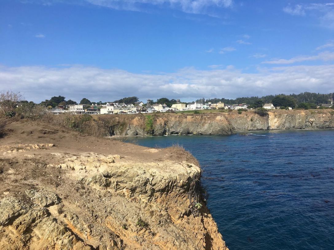 Village of Mendocino viewed from Mendocino Headlands on California's Pacific Coast