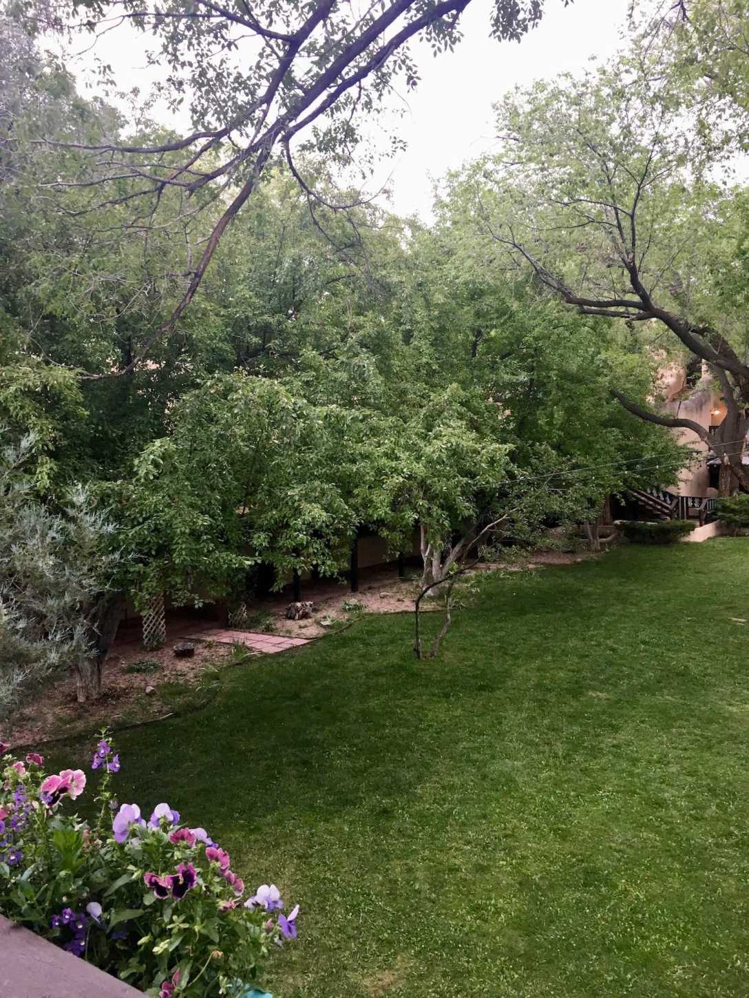 Overlooking one of the courtyards at the Historic Sagebrush Inn in Taos, New Mexico