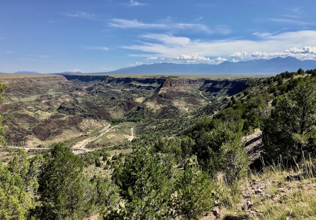 Orilla Verde Recreation Area in the Rio Grande Gorge, viewed from Eastern Rim trails in Rio Grand del Norte National Monument